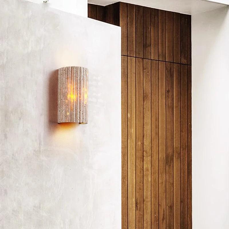 Lámpara de Pared Exterior Elegante Travara | Luz LED de Travertino Amarillo Arriba y Abajo para Patios y Jardines