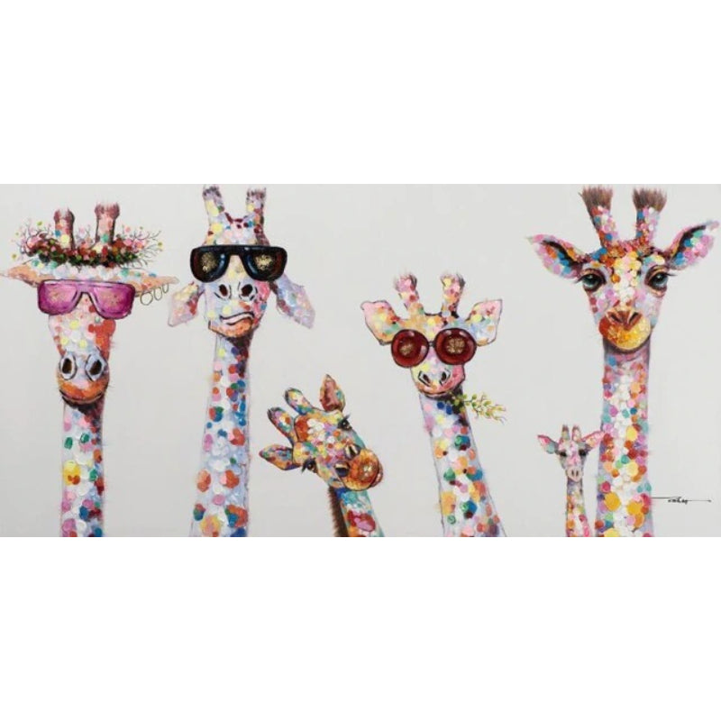 Giraffes de dibujos animados - Arte en lienzo para pared