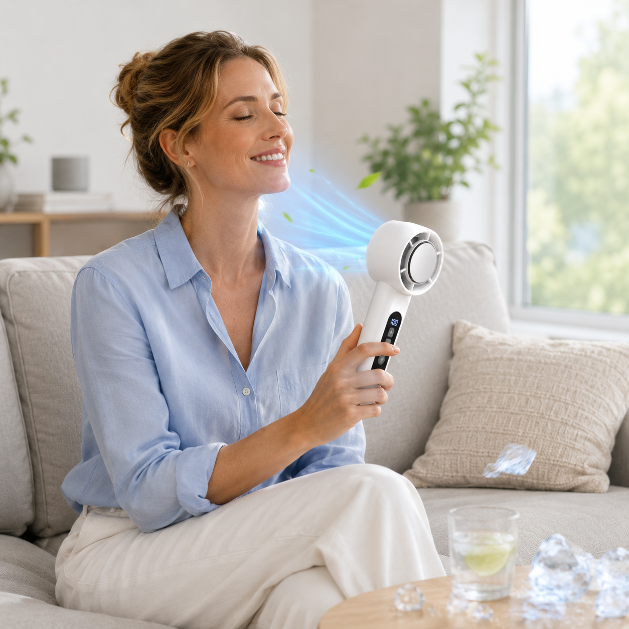 Ventilador Portátil de Mano con Control de Botón Recargable por USB