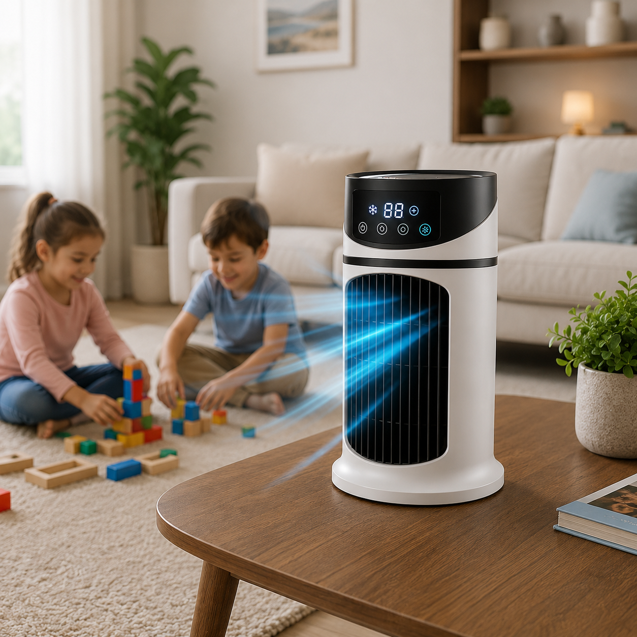Enfriador de Aire Portátil con Pantalla LED Digital y Control Remoto