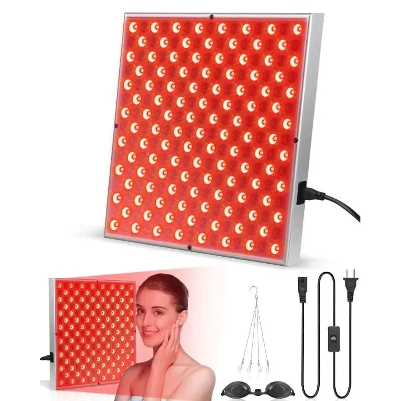 Panel de Terapia de Luz Roja con 225 Diodos LED – Rejuvenecimiento de la Piel y Alivio del Dolor, Manual y de Pie