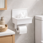Luxor - 2 en 1 Soporte Adhesivo para Papel Higiénico con Caja de Almacenamiento