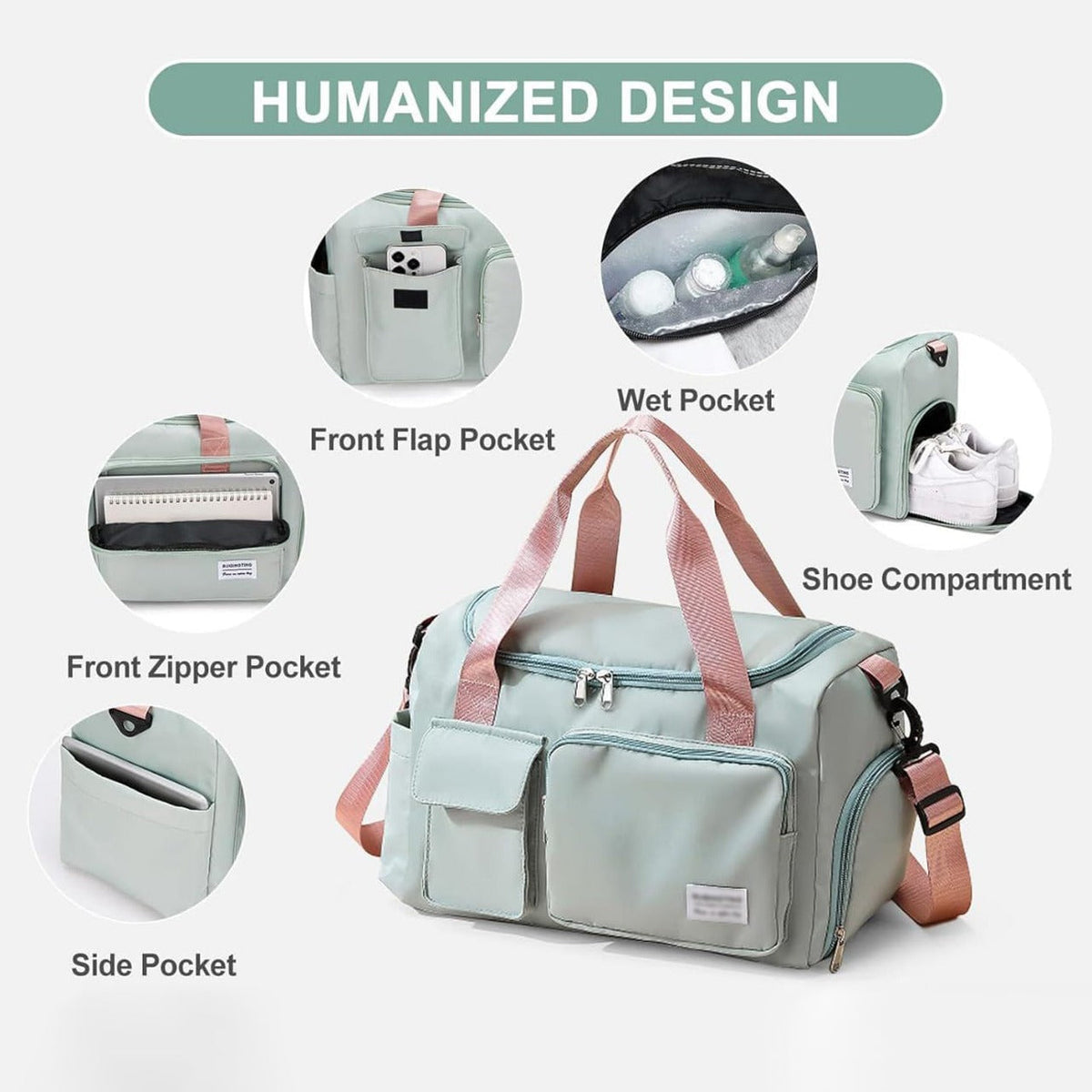 BowLift | Bolsa de Viaje Multi-Bolsillo, Duffle para Deportes y Gimnasio con Compartimento Separado para Zapatos