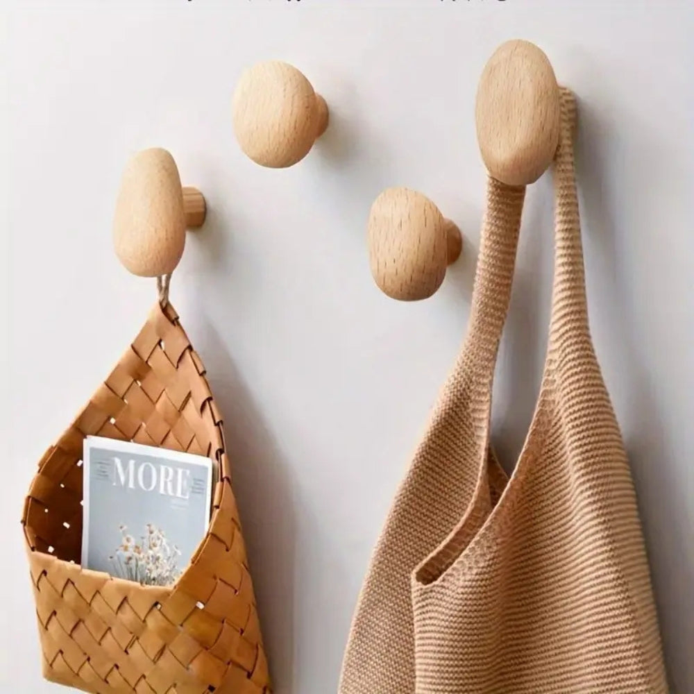 Gancho de Ropa de Madera en Forma de Piedra