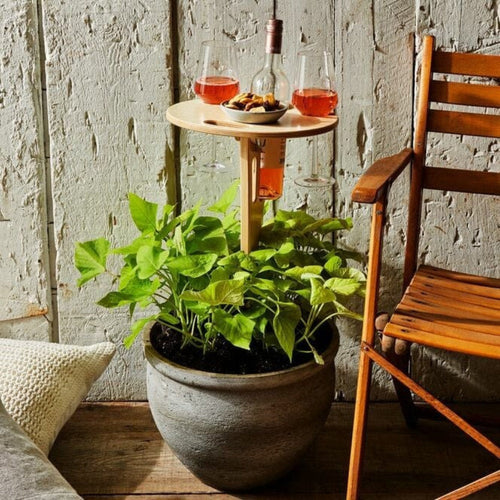 Mesa de vino plegable para exteriores - Soporte portátil para picnic y jardín para bebidas