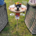 Mesa de vino plegable para exteriores - Soporte portátil para picnic y jardín para bebidas