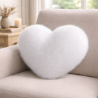 Harold - Cojín de Sofá Corazón de Peluche Imitación Piel de Zorro
