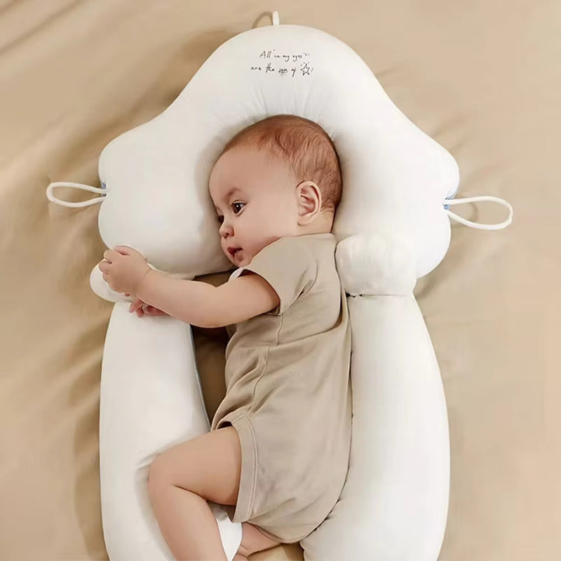 Almohada Ortopédica para Bebés en Forma de U de Algodón Orgánico – Soporte de Cuello Ajustable, Sueño Cómodo 0-24 Meses