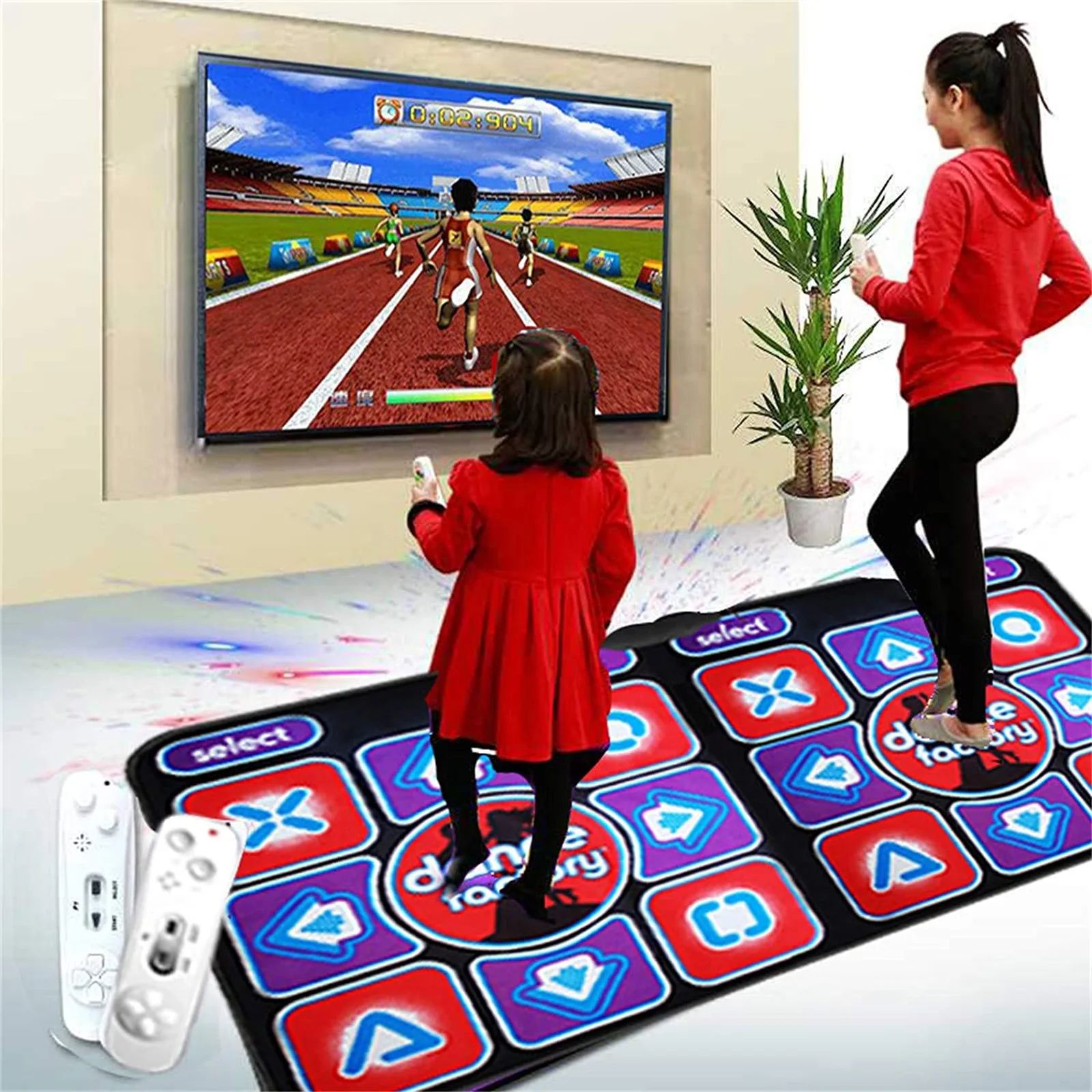 Alfombra de baile doble con control remoto y construcción antideslizante para computadora y televisor – alfombra de fitness interactiva RhythmFlex