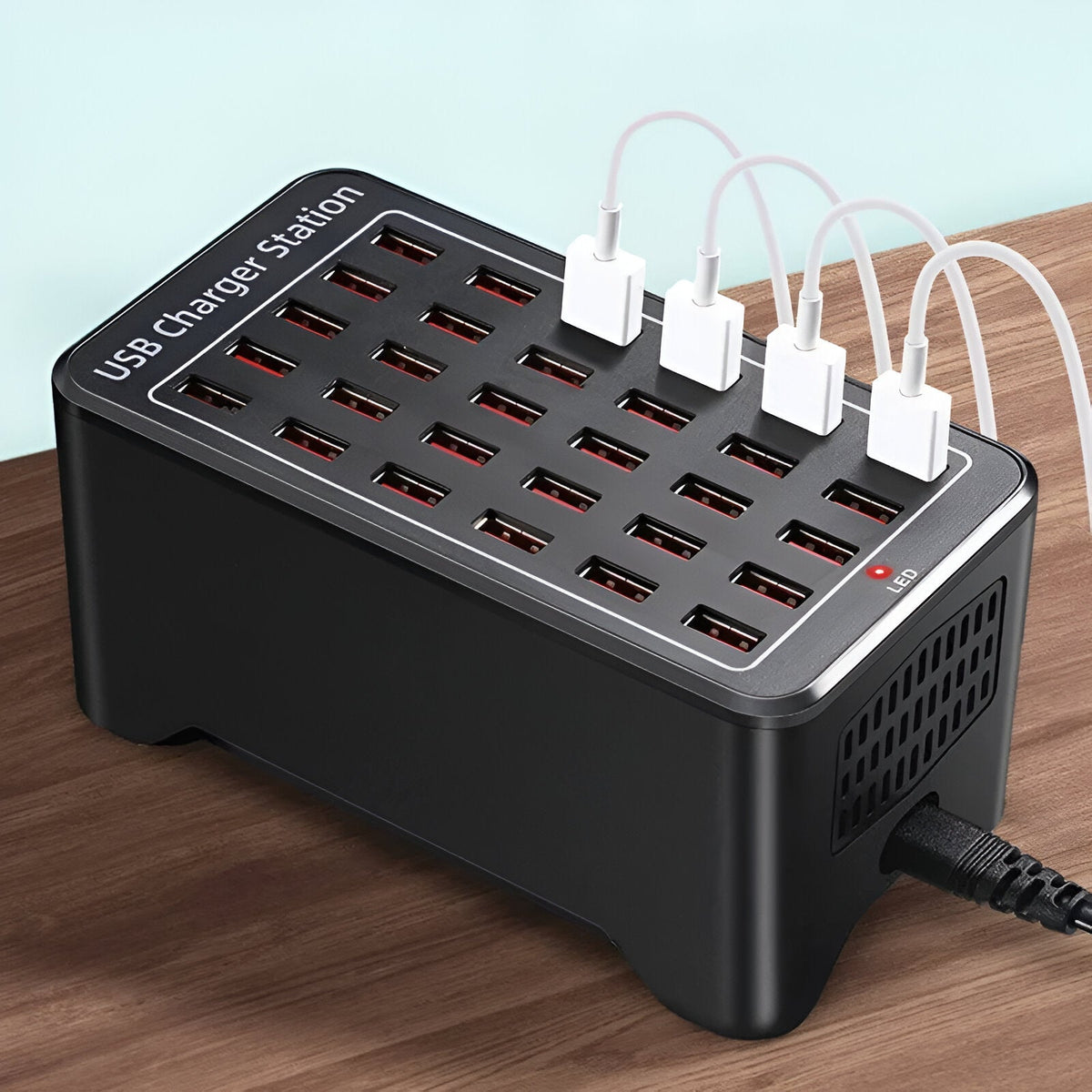 BowLift | PowerPort Pro – Estación de Carga Universal Multi-USB con 30 Puertos (Salida de 150W)