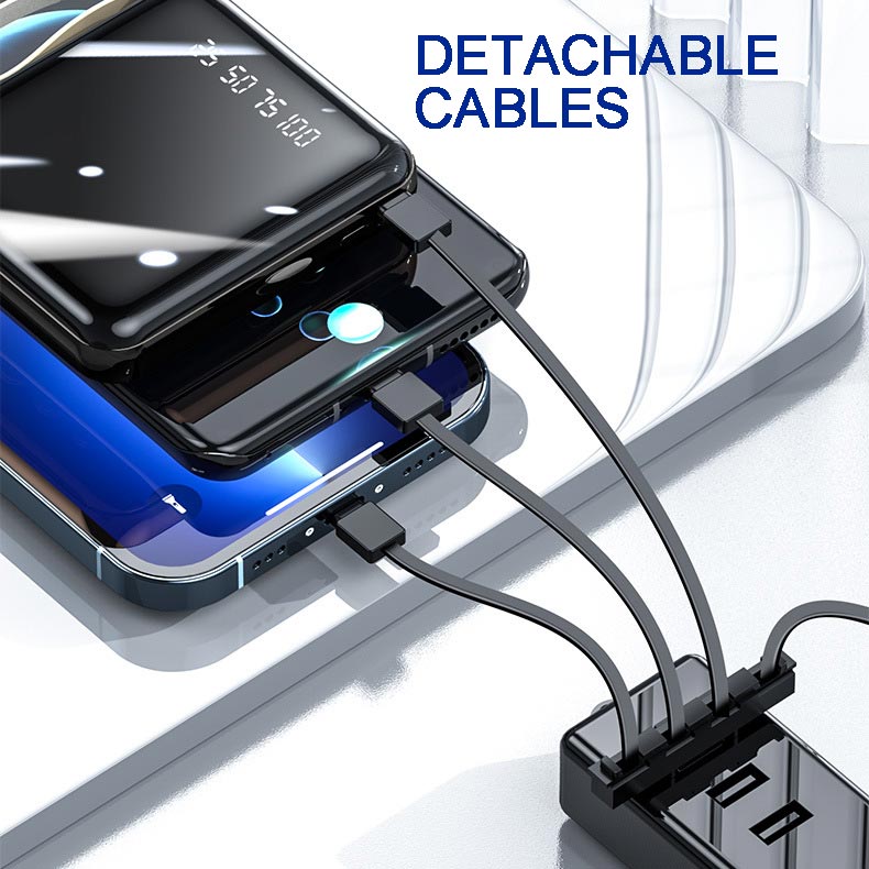 Powerbank 20000 mAh Con Cables Integrados Para Estar Siempre Conectado