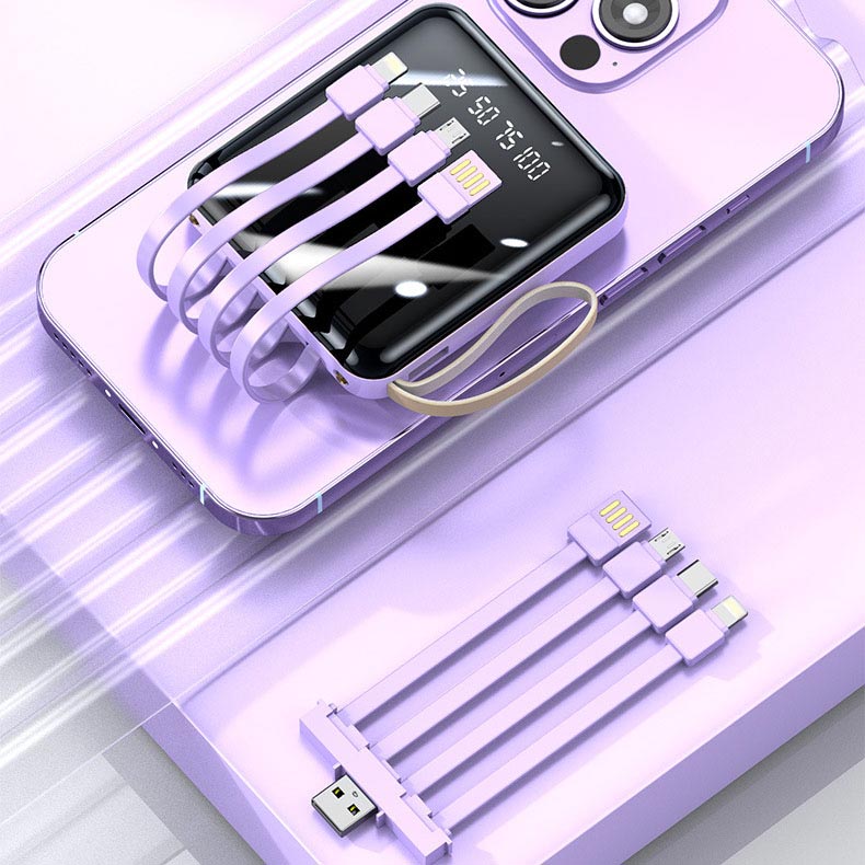 Powerbank 20000 mAh Con Cables Integrados Para Estar Siempre Conectado