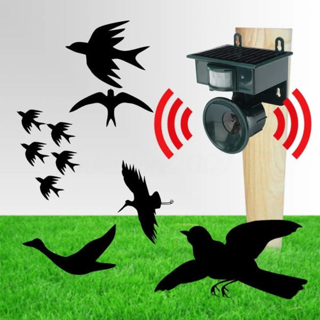 Lisslune | TerraGuard – Repelente Solar de Aves a Prueba de Climas con Sensor de Movimiento PIR y Sonido Natural de Disuasión