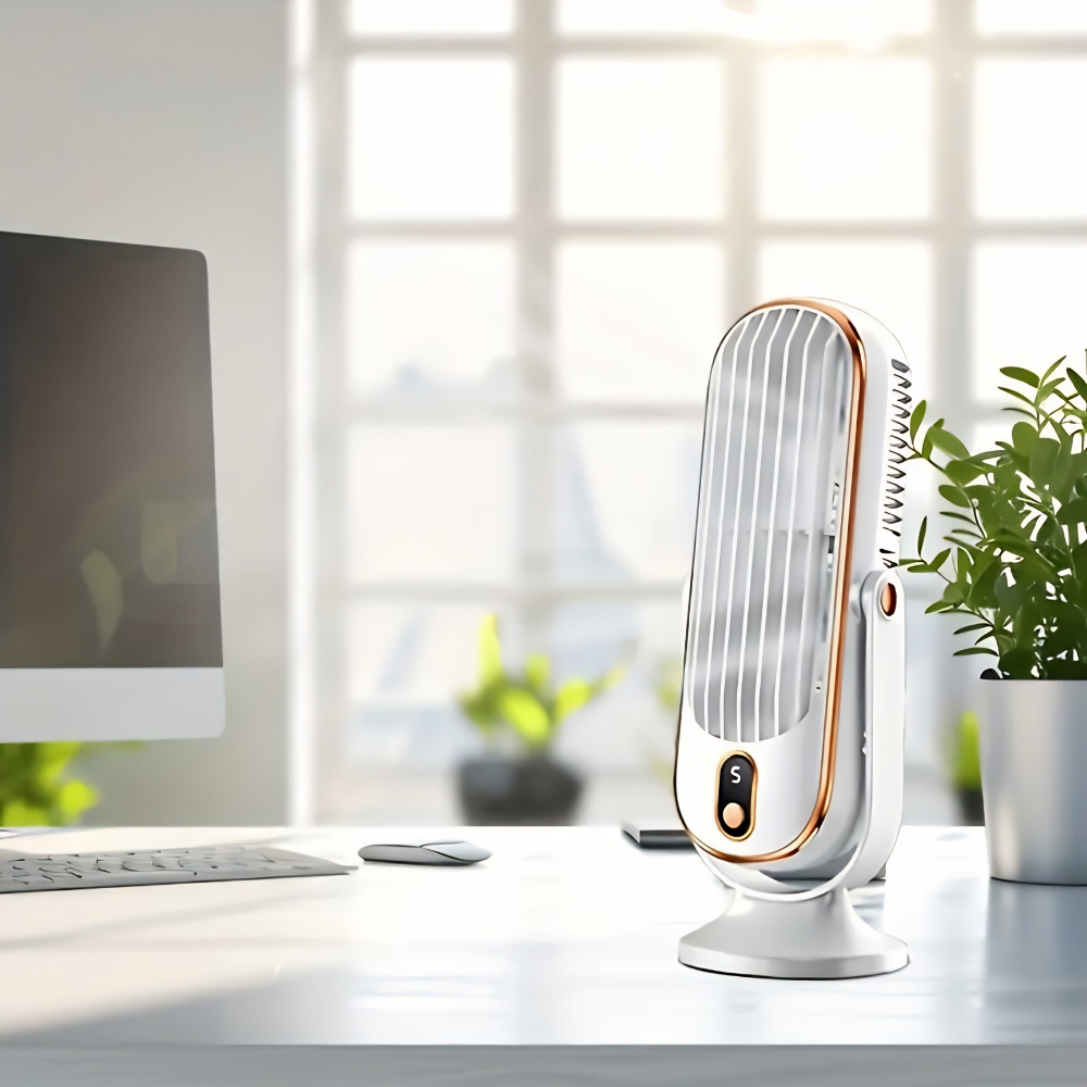 Ventilador de torre portátil con batería – enfriador por evaporación para uso en escritorio