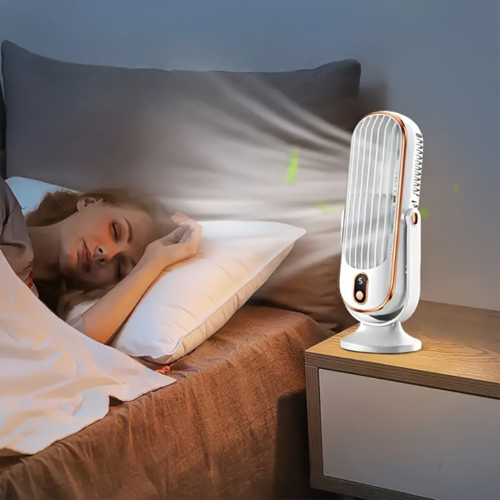 Ventilador de torre portátil con batería – enfriador por evaporación para uso en escritorio
