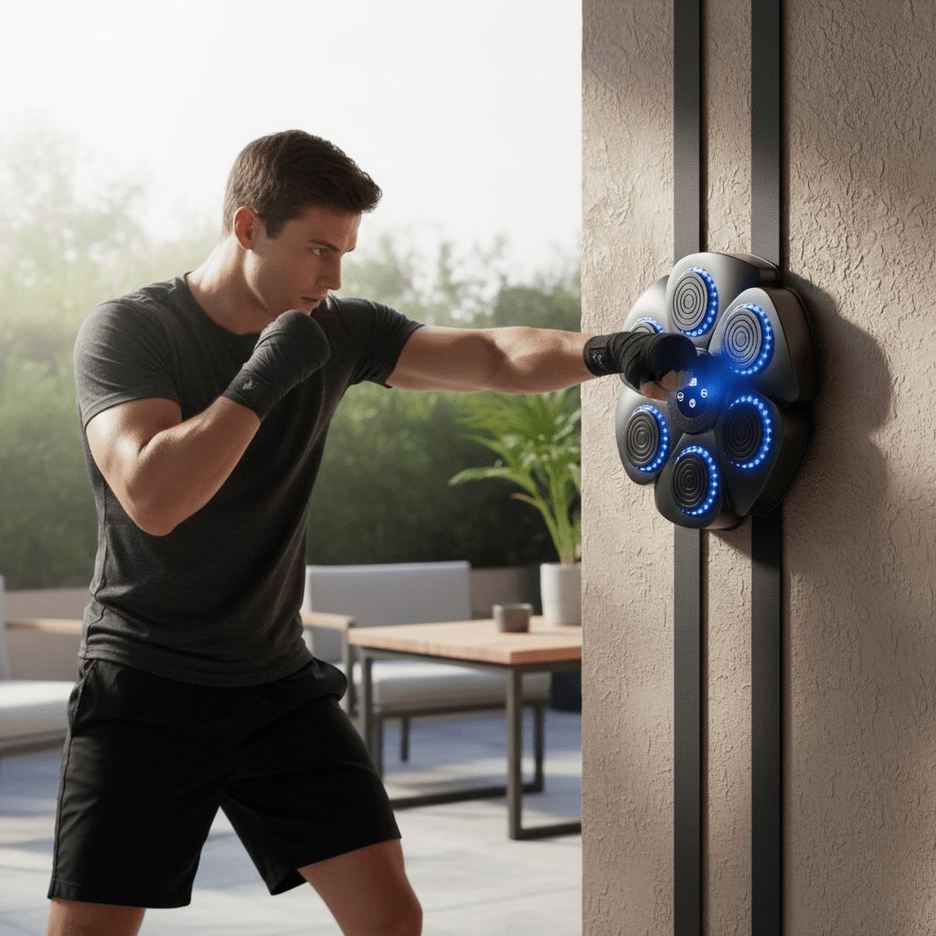 PUNCHBEAT – Máquina de boxeo inteligente con música Bluetooth y iluminación RGB