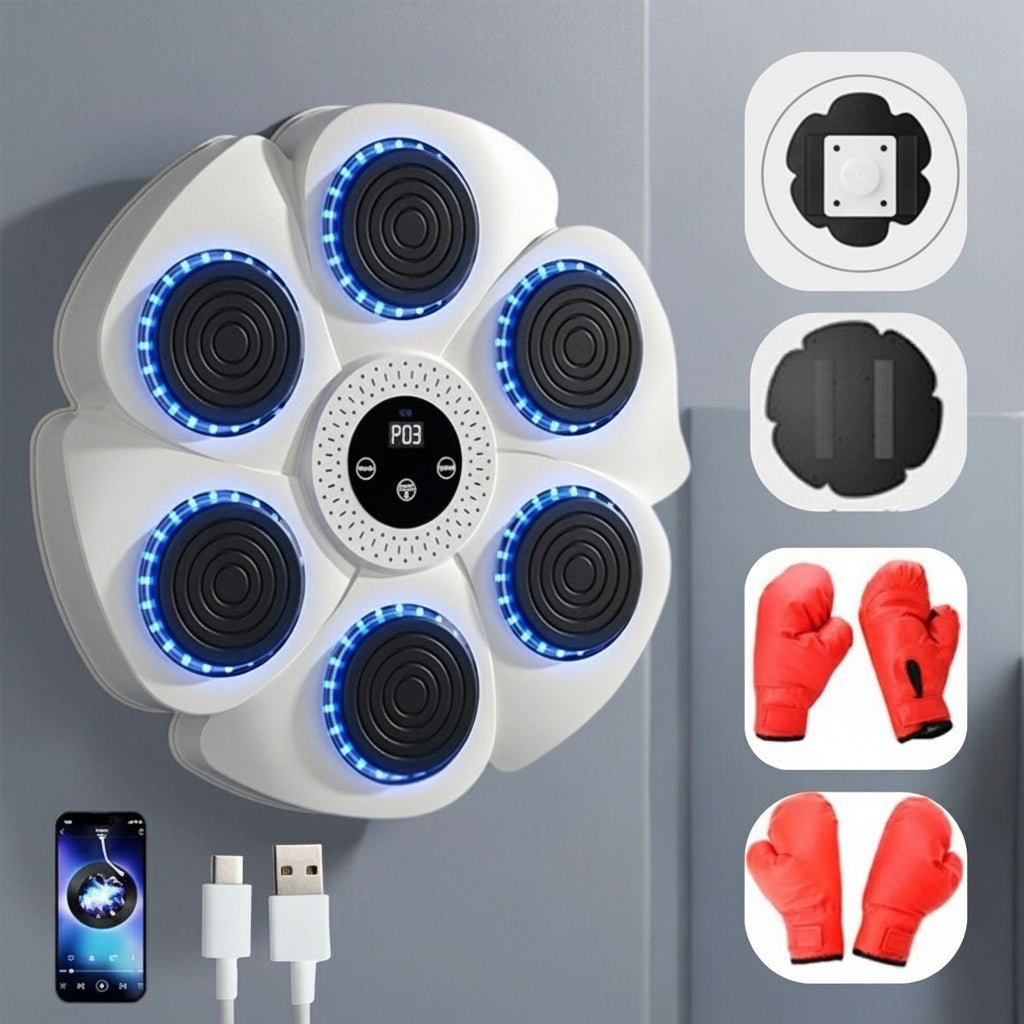PUNCHBEAT – Máquina de boxeo inteligente con música Bluetooth y iluminación RGB