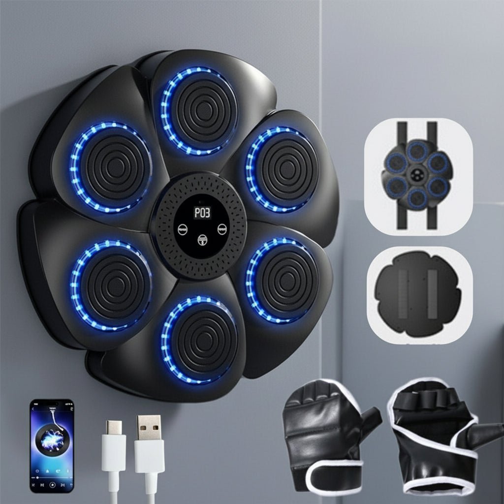 PUNCHBEAT – Máquina de boxeo inteligente con música Bluetooth y iluminación RGB