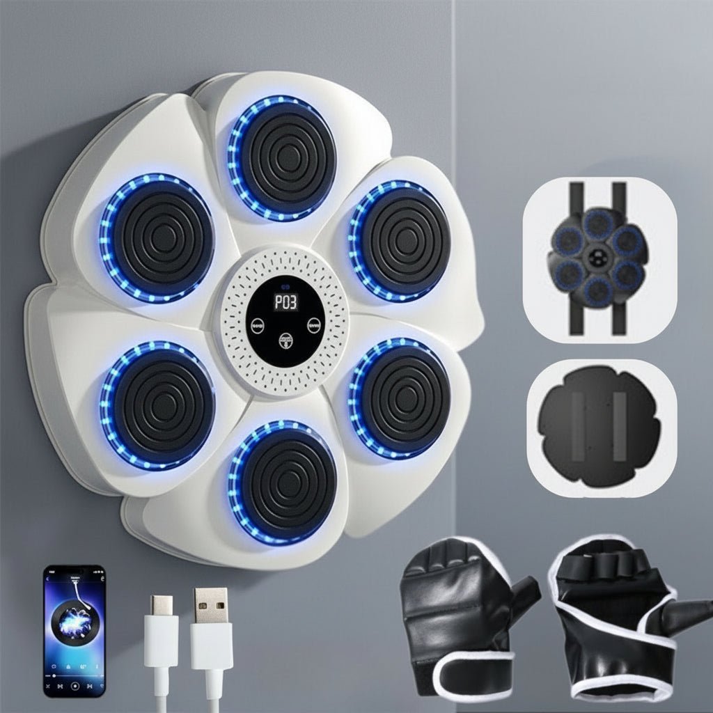 PUNCHBEAT – Máquina de boxeo inteligente con música Bluetooth y iluminación RGB