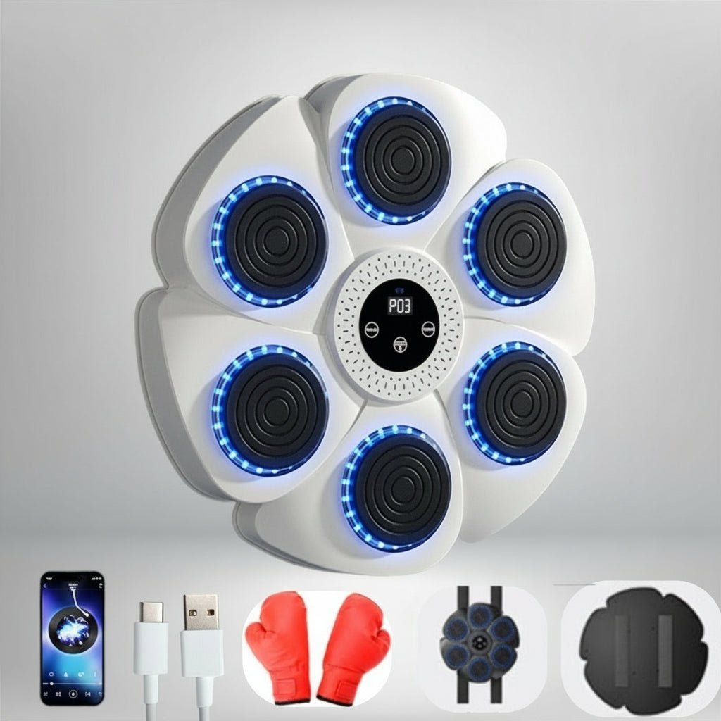 PUNCHBEAT – Máquina de boxeo inteligente con música Bluetooth y iluminación RGB