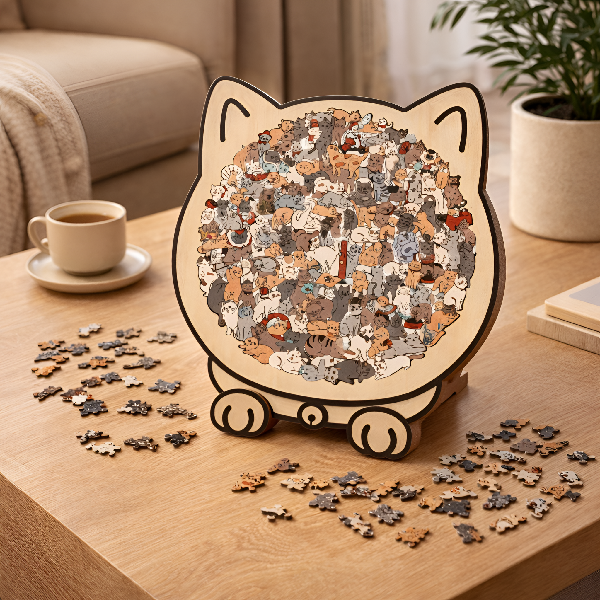 Tavi - Puzzle de gatos 135 piezas colores Morandi