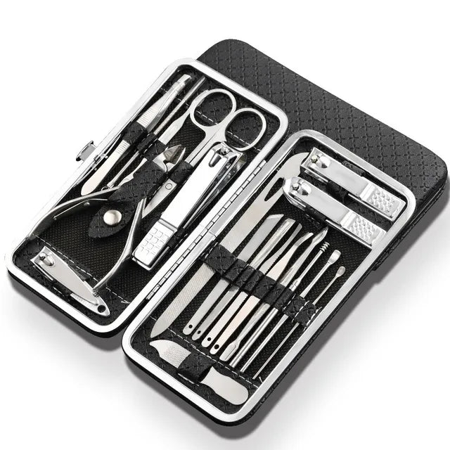 BowLift | LuxeTools Set Profesional de Manicura y Pedicura de Acero Inoxidable de 19 Piezas