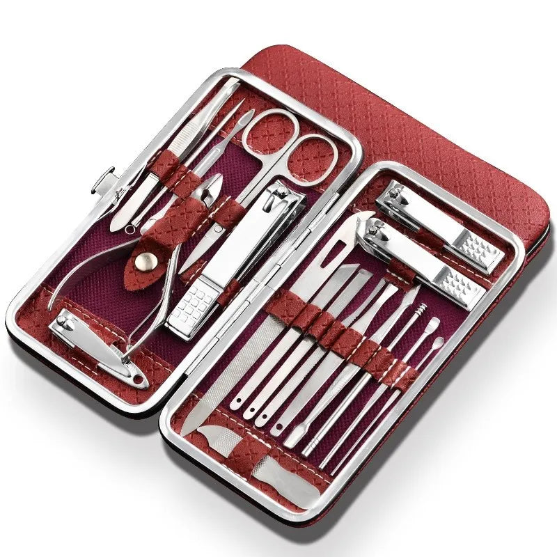 BowLift | LuxeTools Set Profesional de Manicura y Pedicura de Acero Inoxidable de 19 Piezas