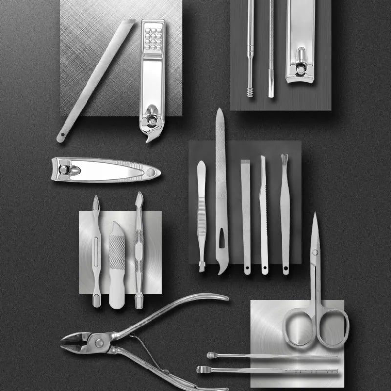 BowLift | LuxeTools Set Profesional de Manicura y Pedicura de Acero Inoxidable de 19 Piezas