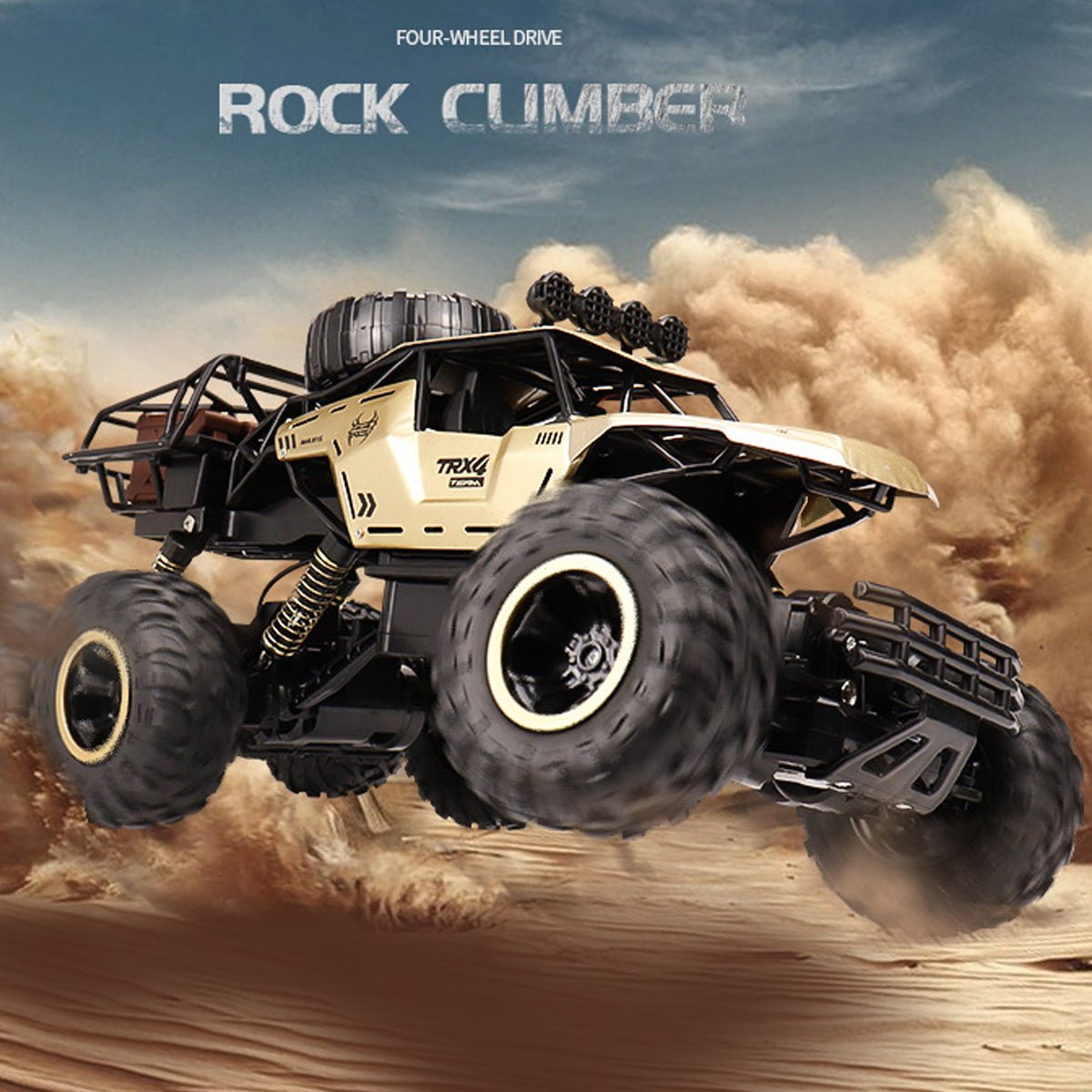 RC Monstertruck con tracción en 6 ruedas y luces LED - Coche teledirigido para aventuras y carreras