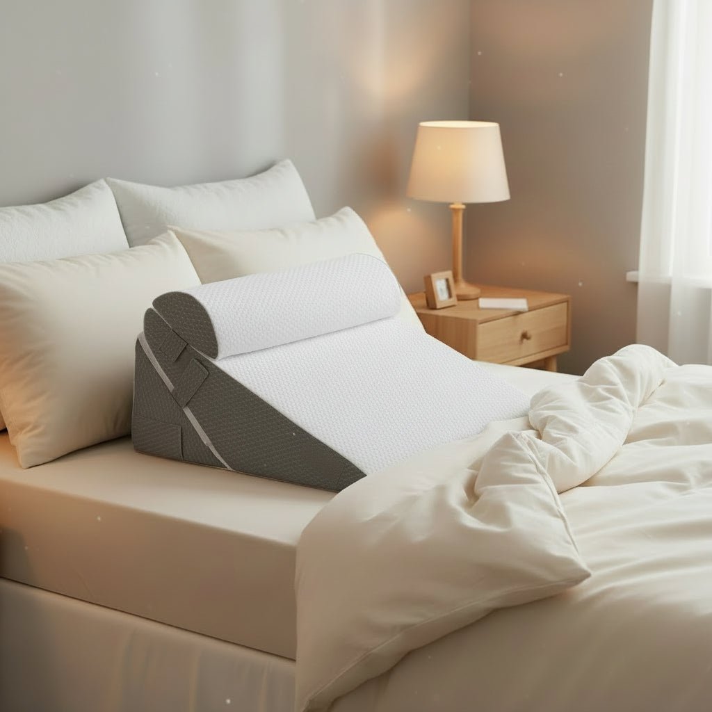 COMFORTRISE – Almohada en forma de cuña ajustable de espuma viscoelástica para la relajación de la espalda y las piernas