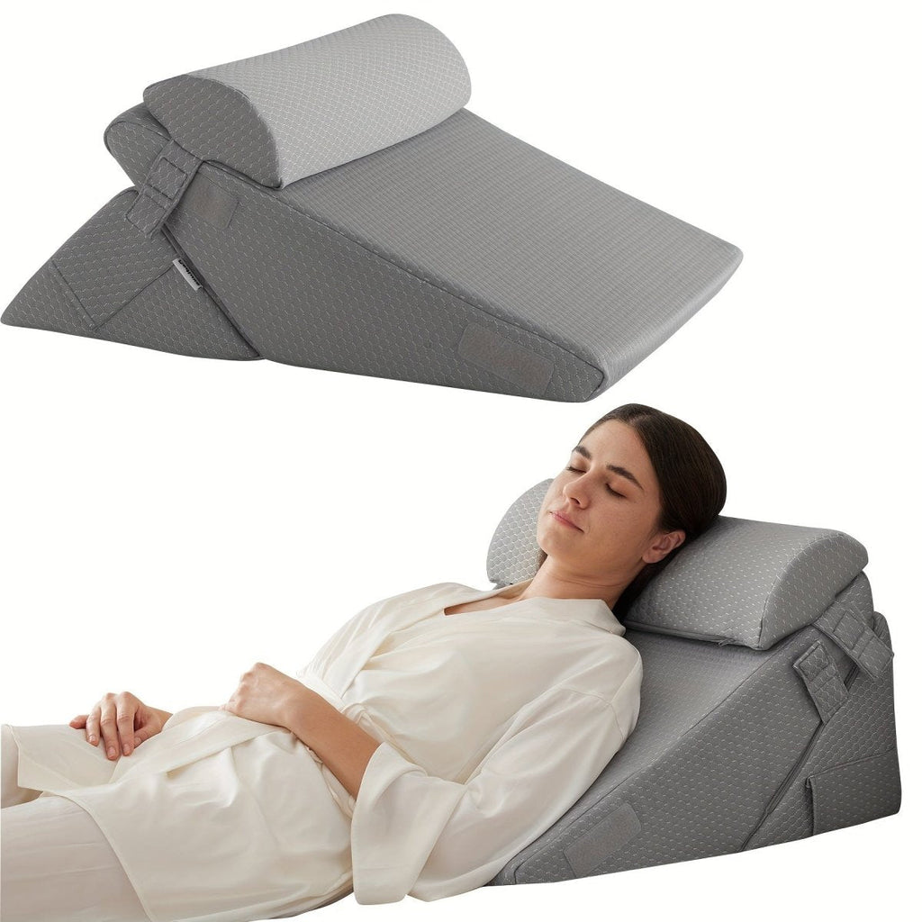 COMFORTRISE – Almohada en forma de cuña ajustable de espuma viscoelástica para la relajación de la espalda y las piernas