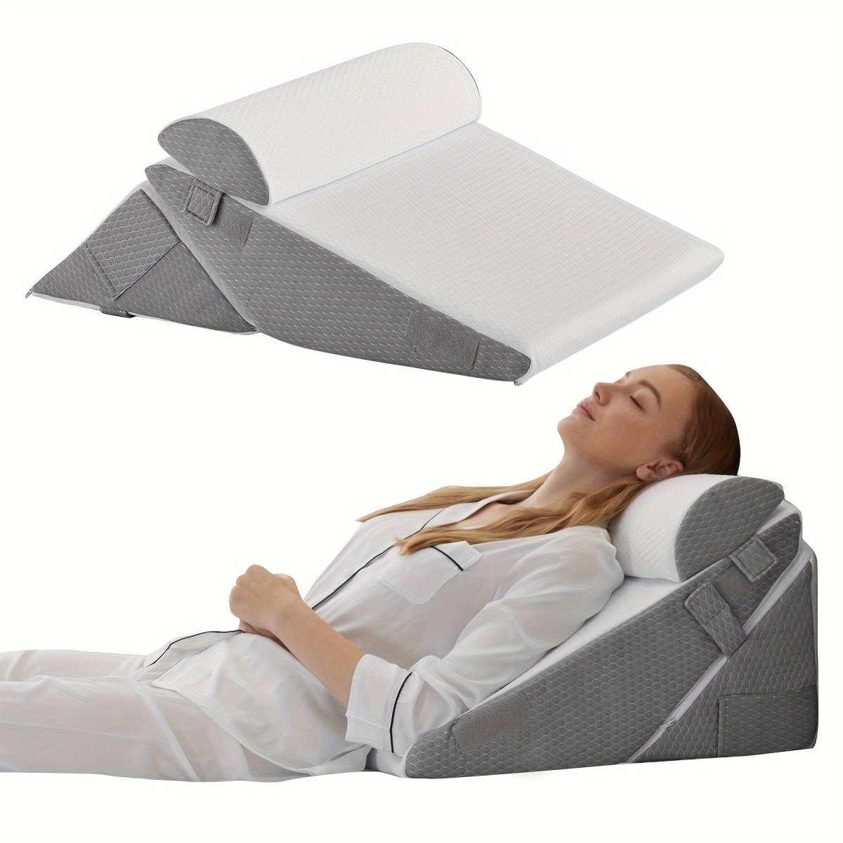 COMFORTRISE – Almohada en forma de cuña ajustable de espuma viscoelástica para la relajación de la espalda y las piernas