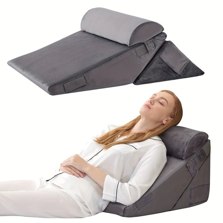 COMFORTRISE – Almohada en forma de cuña ajustable de espuma viscoelástica para la relajación de la espalda y las piernas