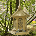 NATUREWELL – Casa para pájaros rústica, hecha a mano, con sistema de agua integrado de madera