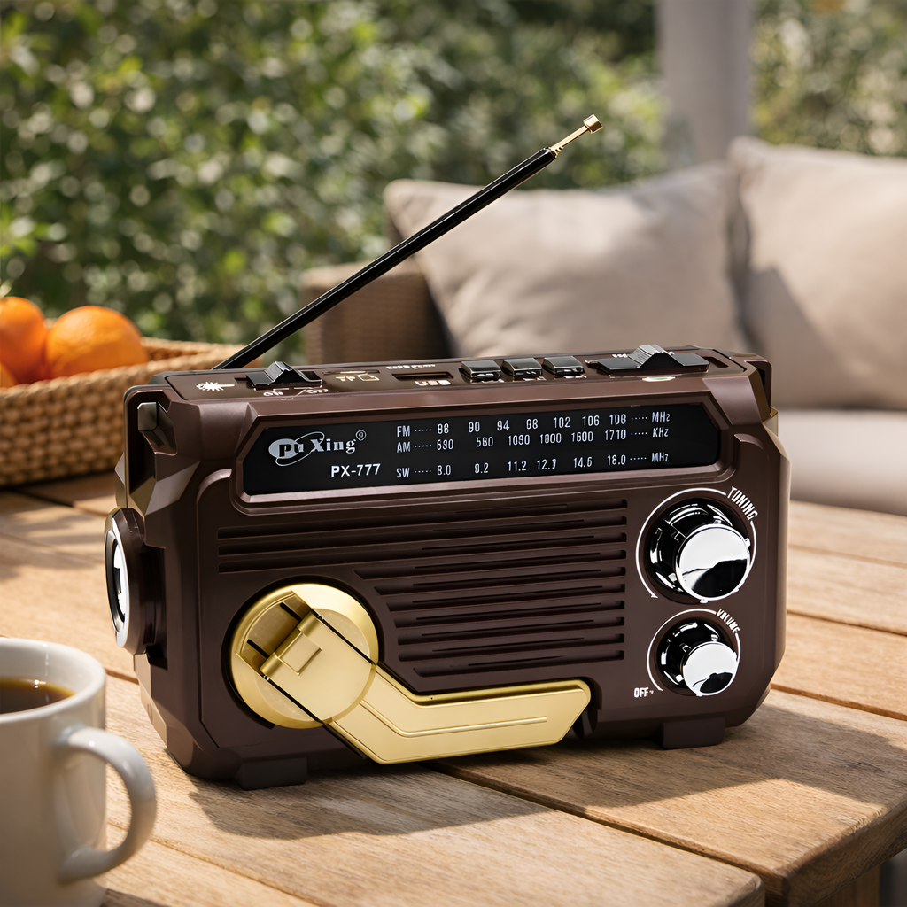 Séraphin - Radio Portátil Solar Multifunción AM FM con Manivela