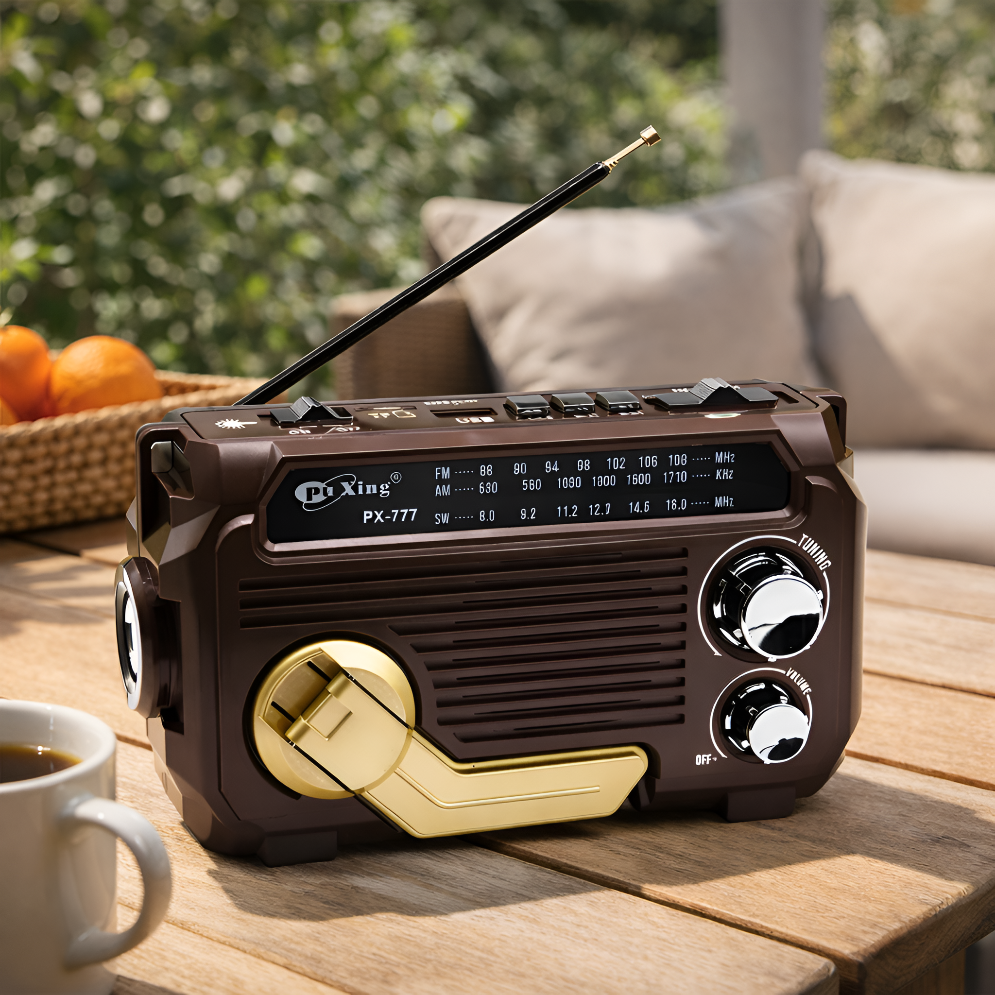 Séraphin - Radio Portátil Solar Multifunción AM FM con Manivela