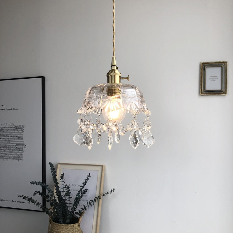 Clarivelle | Lámpara colgante de cristal con colgantes de vidrio
