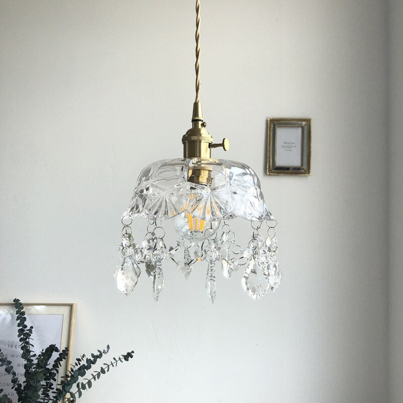Clarivelle | Lámpara colgante de cristal con colgantes de vidrio