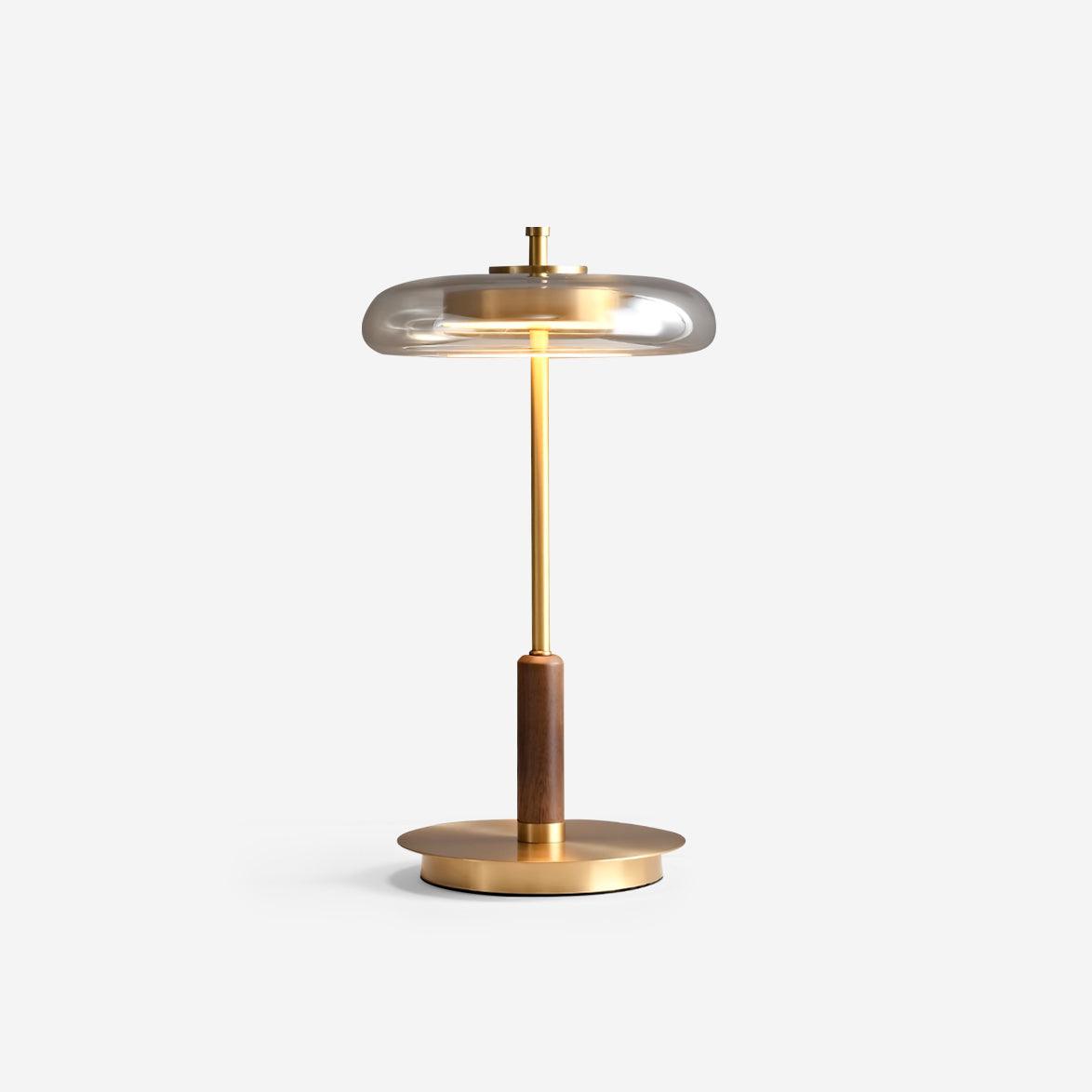 Lumisol | Lámpara de mesa de vidrio y madera