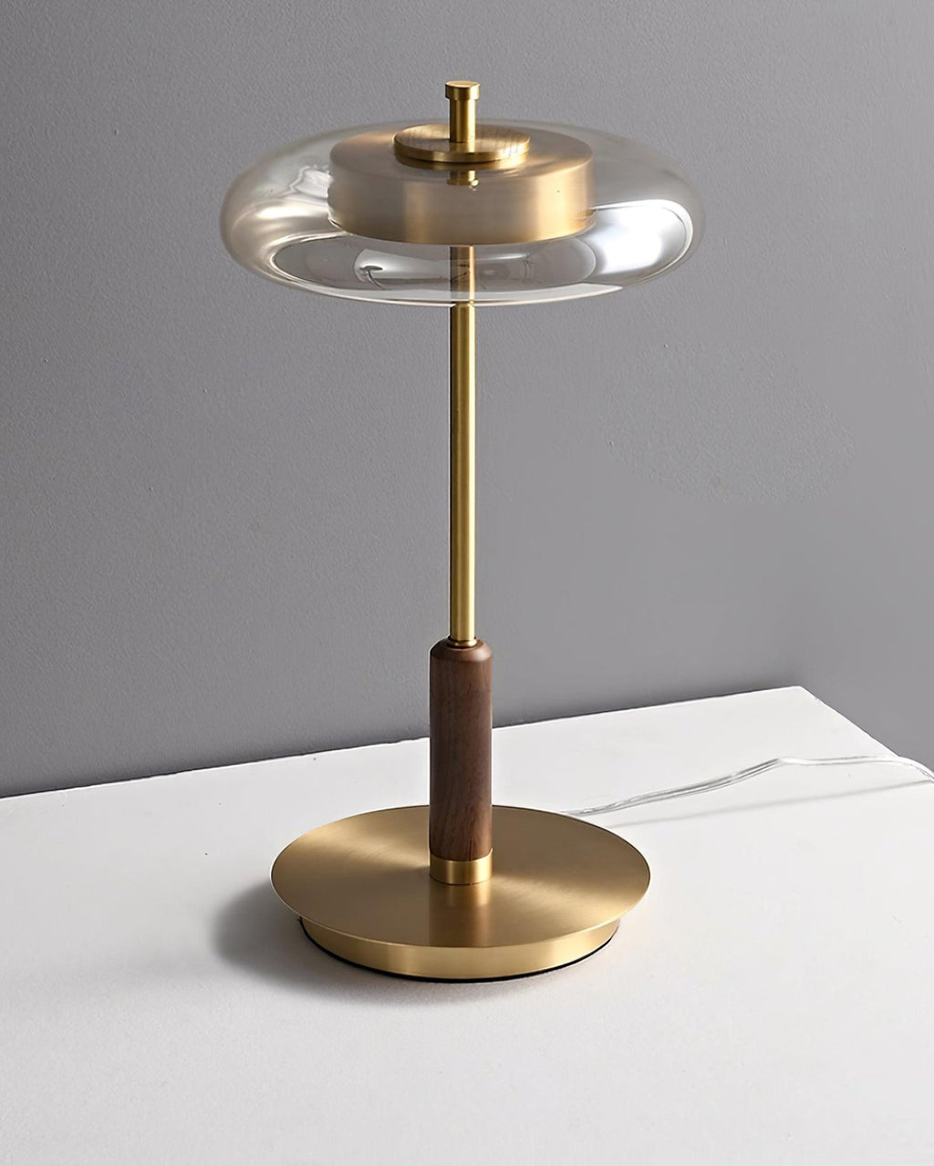 Lumisol | Lámpara de mesa de vidrio y madera