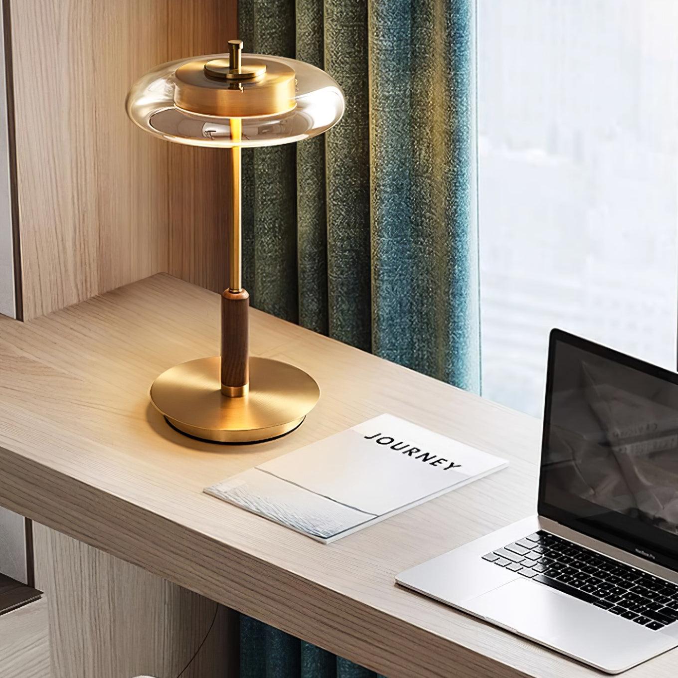 Lumisol | Lámpara de mesa de vidrio y madera