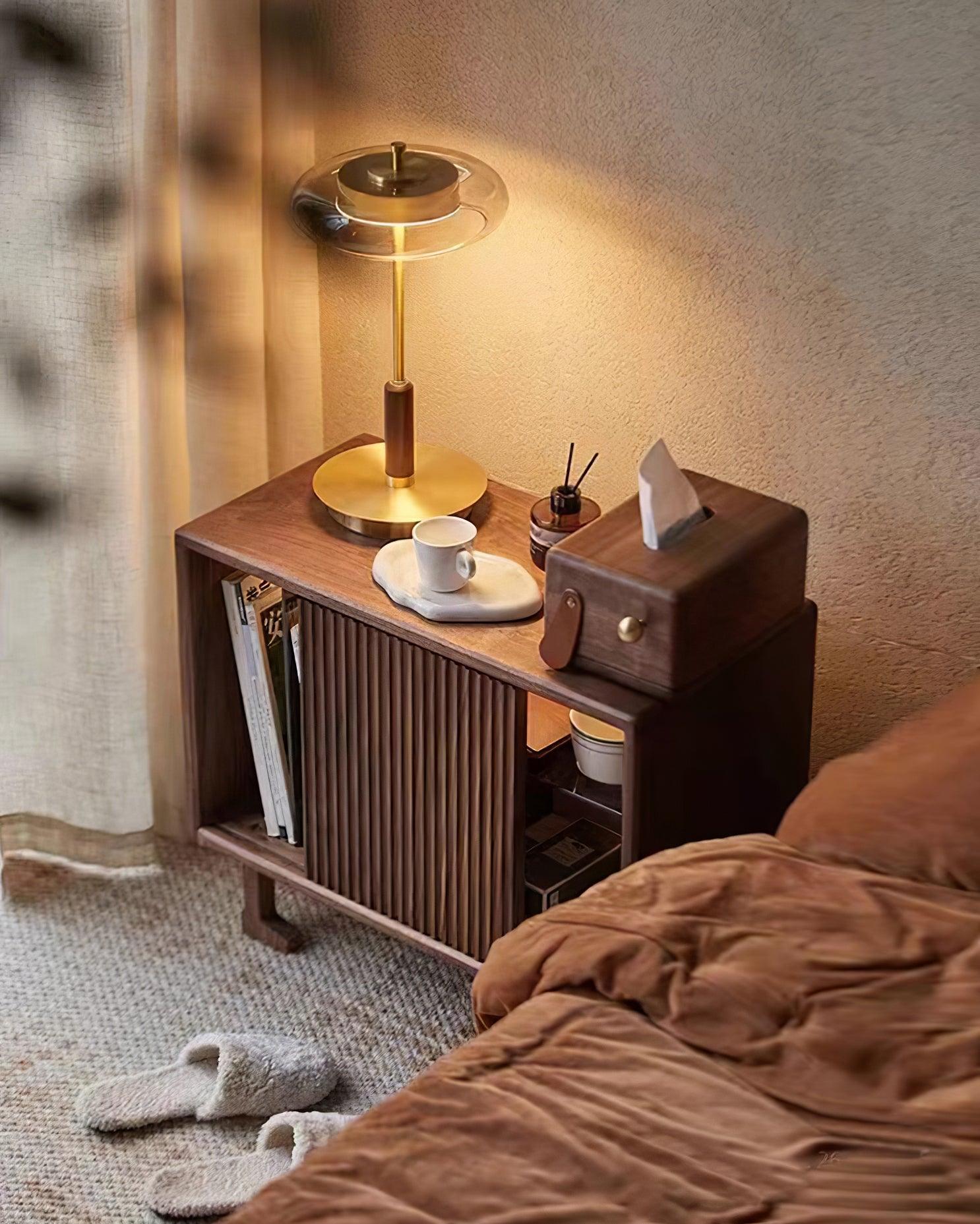 Lumisol | Lámpara de mesa de vidrio y madera