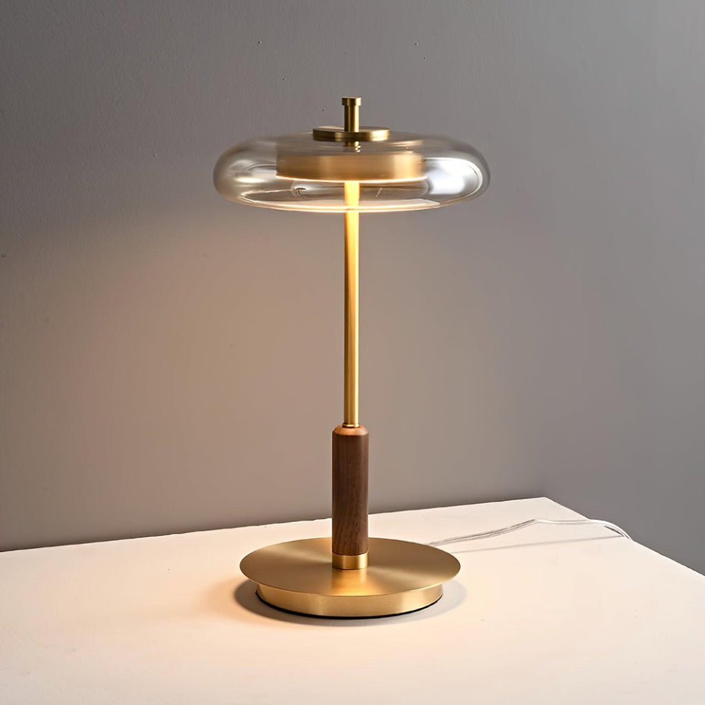 Lumisol | Lámpara de mesa de vidrio y madera
