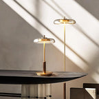 Lumisol | Lámpara de mesa de vidrio y madera