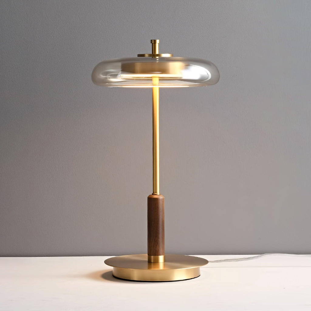 Lumisol | Lámpara de mesa de vidrio y madera