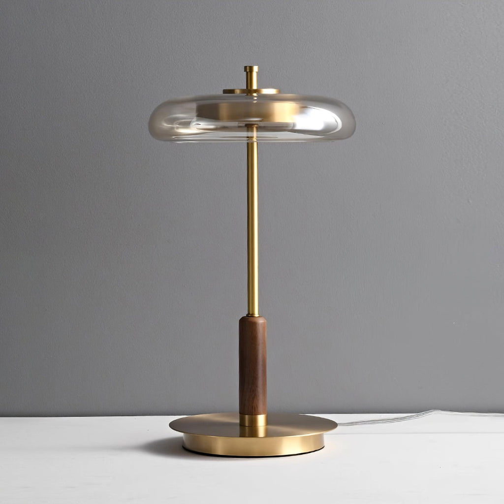 Lumisol | Lámpara de mesa de vidrio y madera