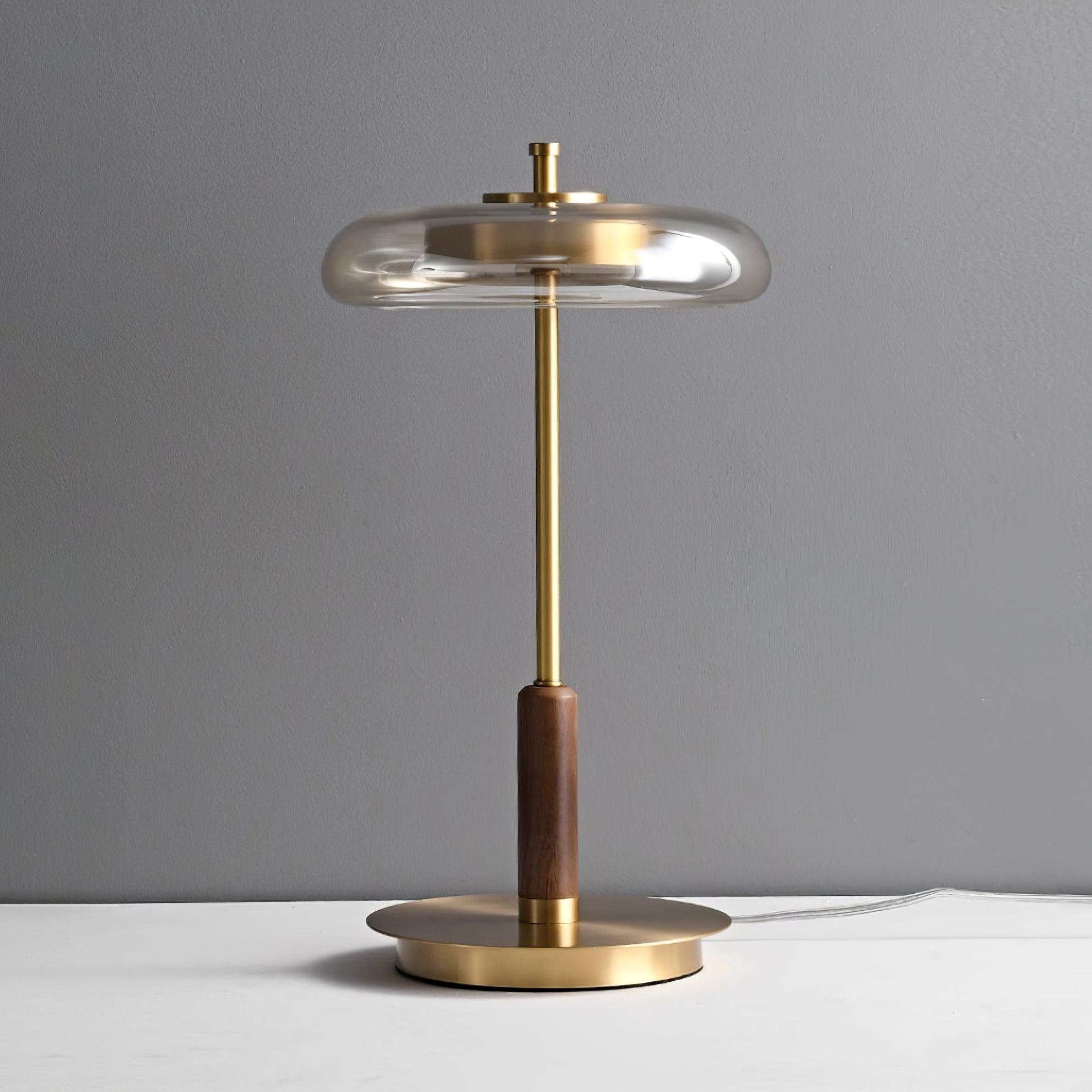 Lumisol | Lámpara de mesa de vidrio y madera