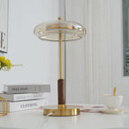 Lumisol | Lámpara de mesa de vidrio y madera