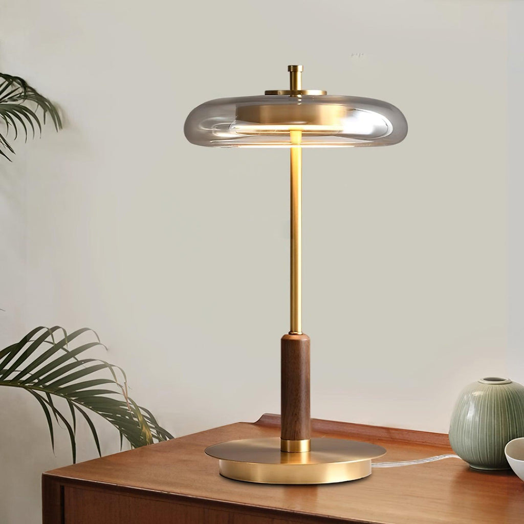 Lumisol | Lámpara de mesa de vidrio y madera