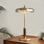 Lumisol | Lámpara de mesa de vidrio y madera